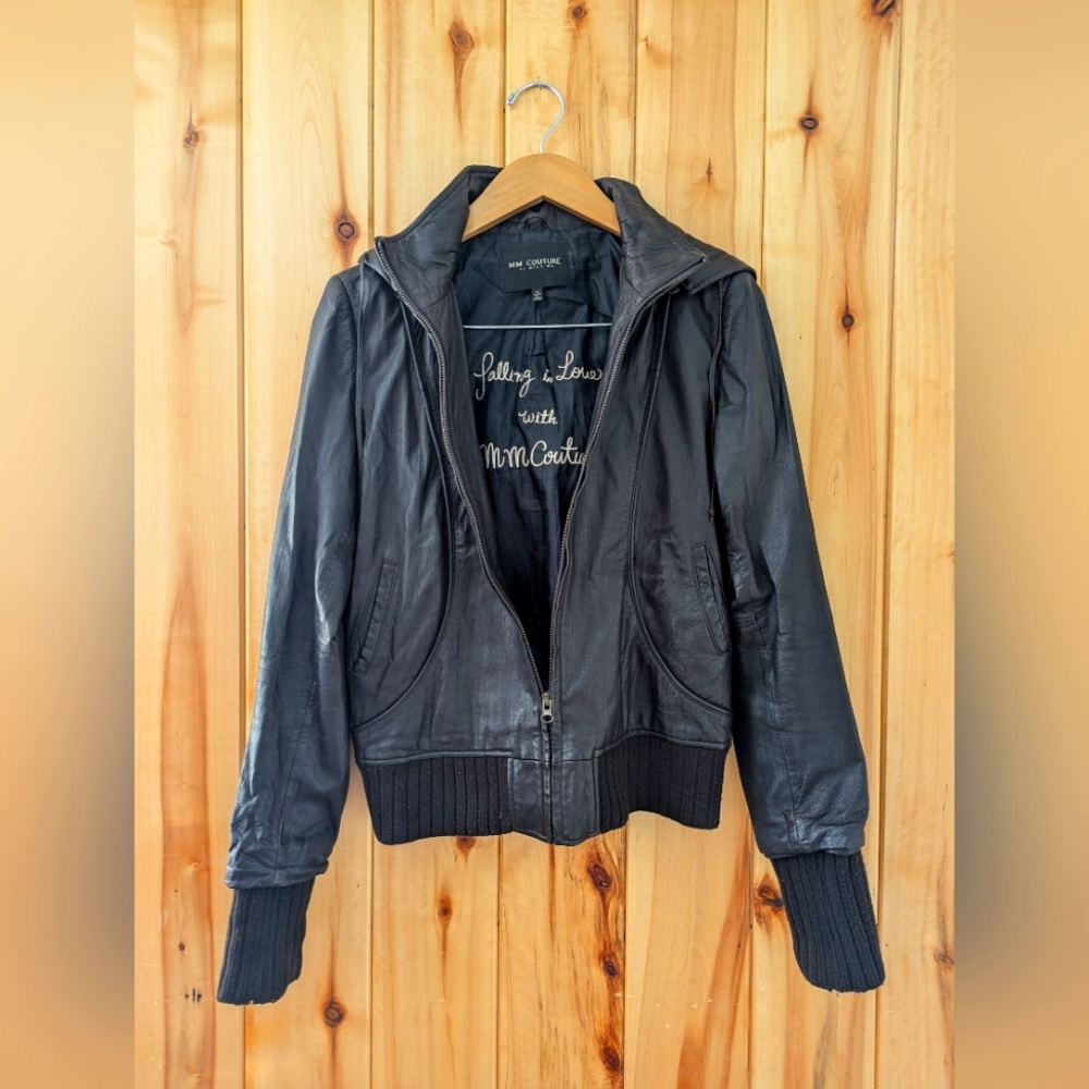 MM Couture Lamb Leather Jacket Size M Dark Brown